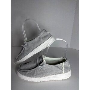 Hey Dude Wendy Chambray Gray Casual Lightweight Shoes Youth 2 Ladies 3